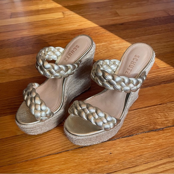 Schutz Dyandre Braided Platform Espadrille Wedges - Picture 3 of 7